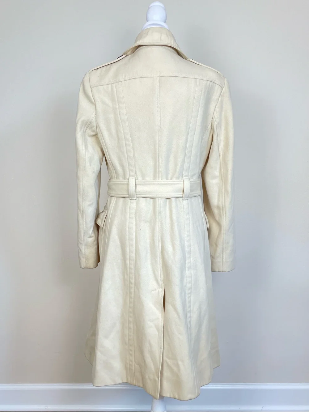 Burberry London Belted Long Trench Coat with Tortoiseshell Buttons sz 10 - Picture 8 of 15